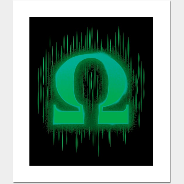 Greek Omega - Bluey Green Wall Art by DCLawrenceUK